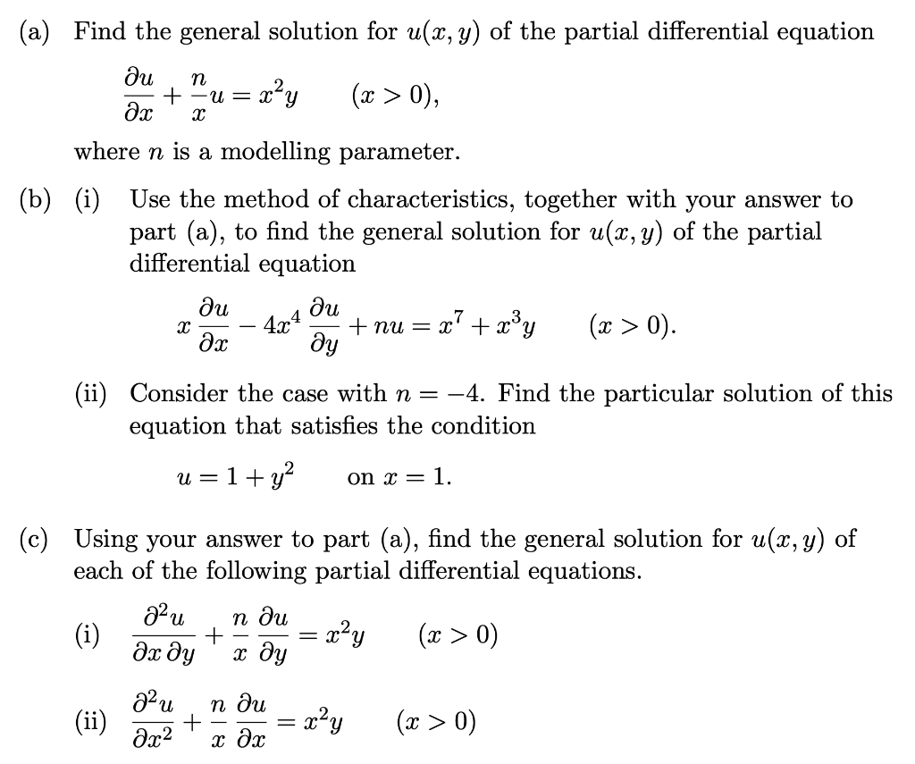 Solved A Find The General Solution For Uxy Of The 8357