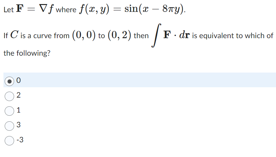 Solved Let F∇f Where Fxysinx−8πy If C Is A Curve 3142