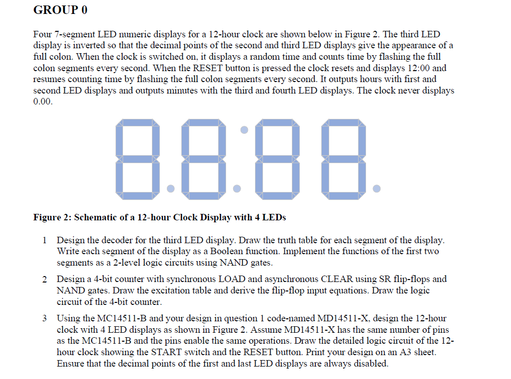 Solved GROUP O Four 7-segment LED numeric displays for a | Chegg.com