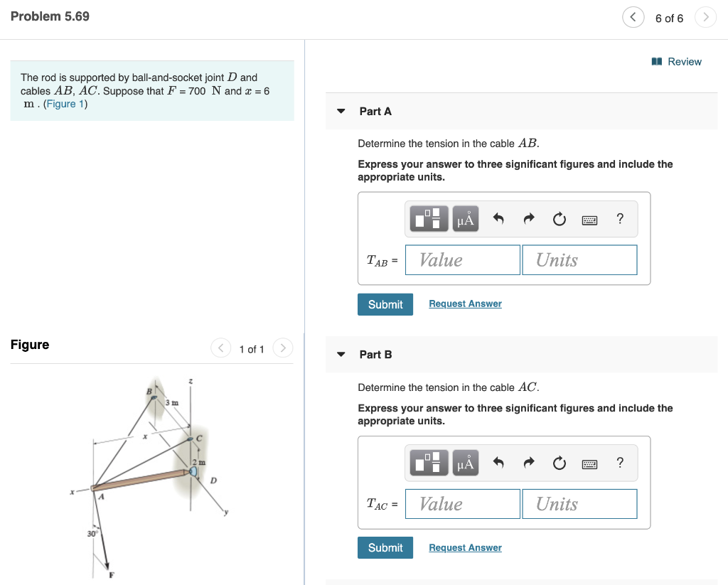 Solved Problem 5.69 © 6 of 6 > A Review The rod is supported | Chegg.com