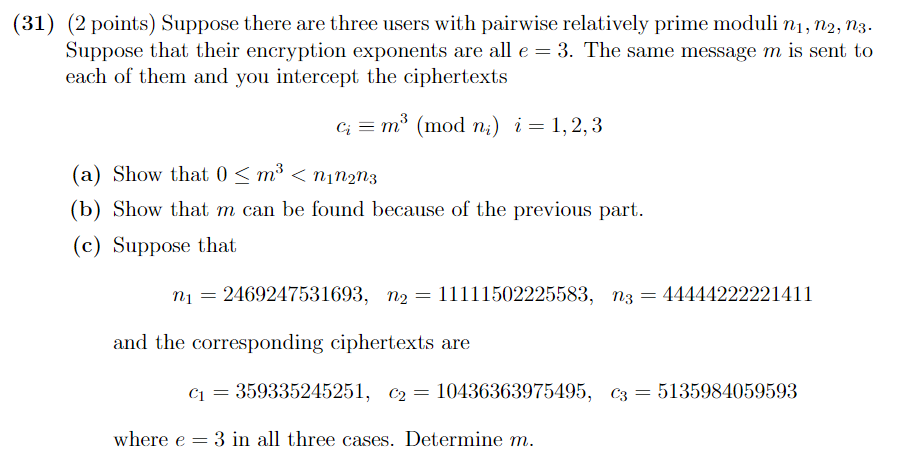 Solved (31) (2 points) Suppose there are three users with | Chegg.com