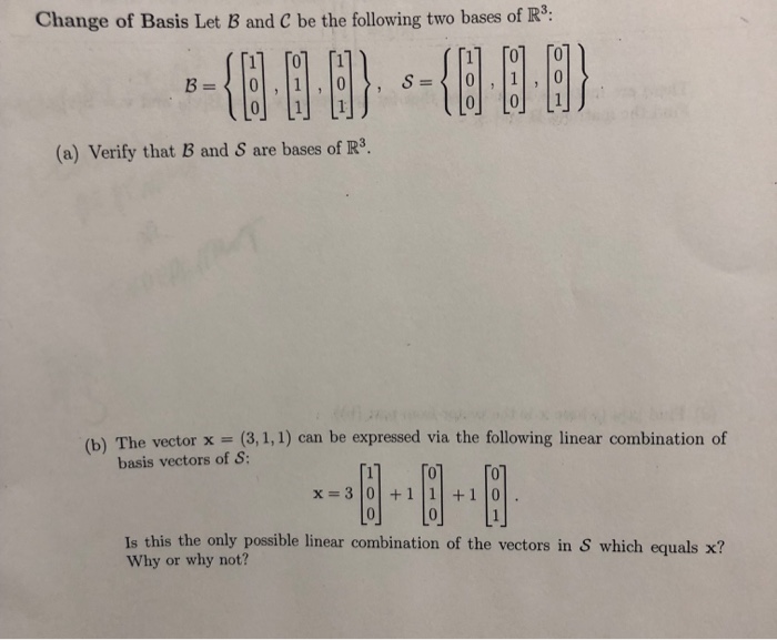 Solved Change Of Basis Let B And C Be The Following Two | Chegg.com