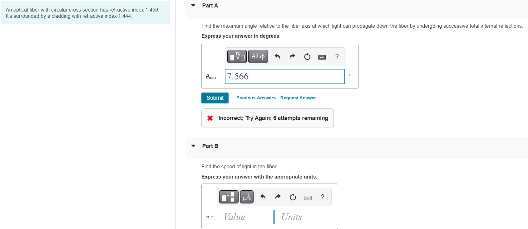 Solved An optical fiber with circular cross section has