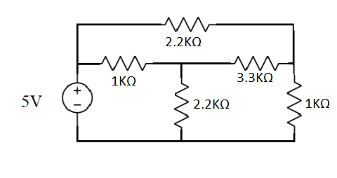 Solved ΑΛΛ 2.2KΩ ΑΛΛ ΑΛΛ 1ΚΩ 3.3ΚΩ 2.2KΩ 5V 1ΚΩ | Chegg.com