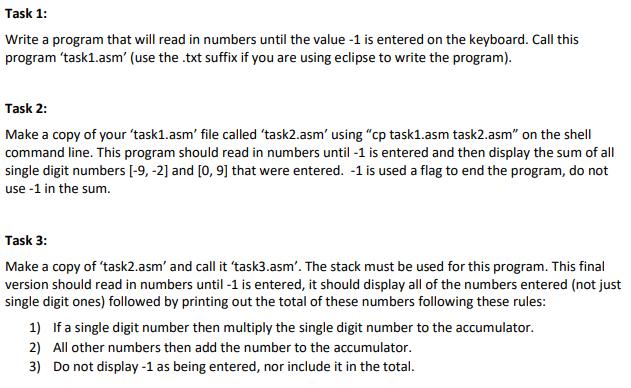 Solved Task 1: Write a program that will read in numbers | Chegg.com