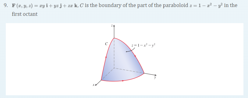 9 F X Y Z Xyi Yzj Zxk C Is The Boundary Of The Part