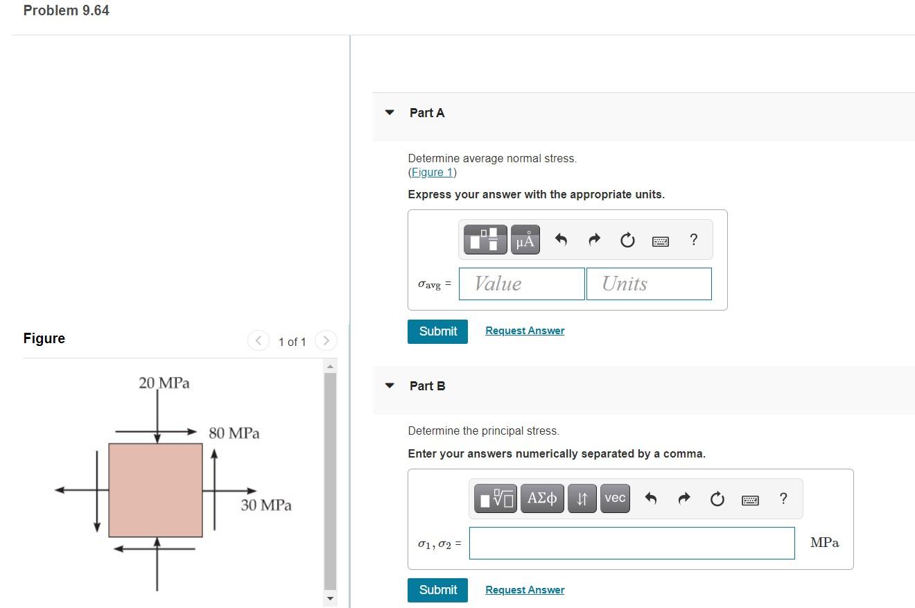 Solved Problem 9.64 Part A Determine average normal stress. | Chegg.com