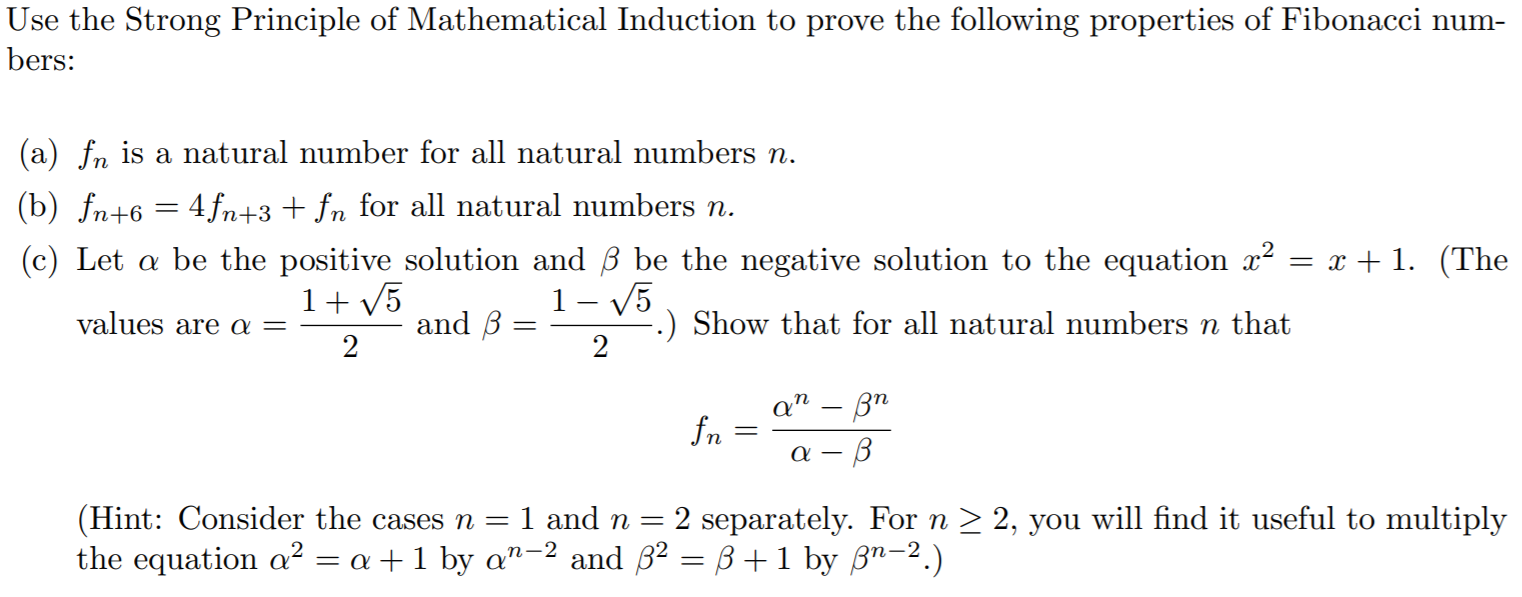 Solved Use The Strong Principle Of Mathematical Induction Chegg Com