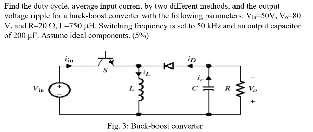 Solved Find the duty cycle, average input current by two | Chegg.com