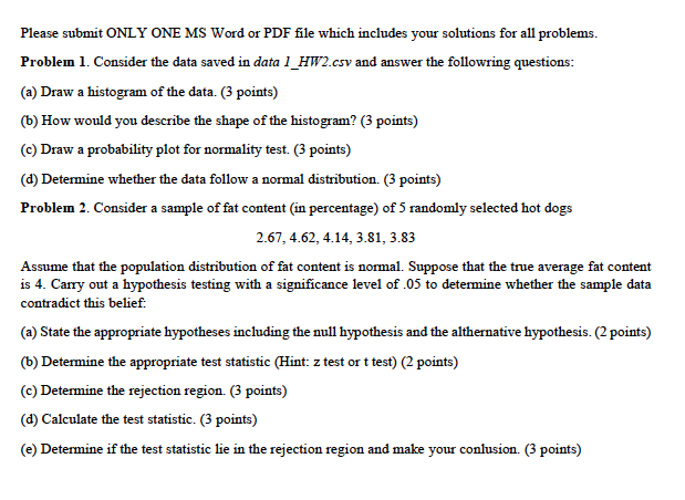 Solved Please submit ONLY ONE MS Word or PDF file which | Chegg.com