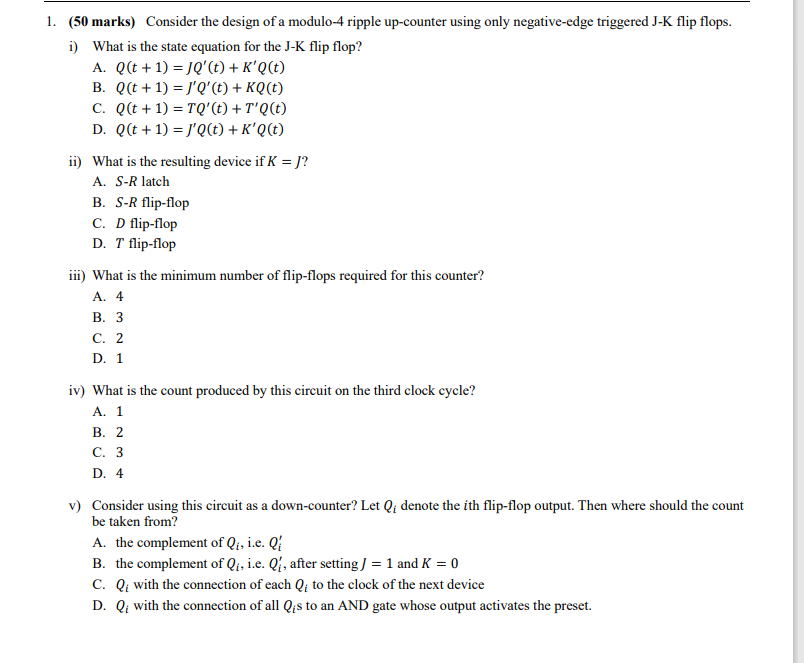 Solved 1. (50 marks) Consider the design of a modulo-4 | Chegg.com