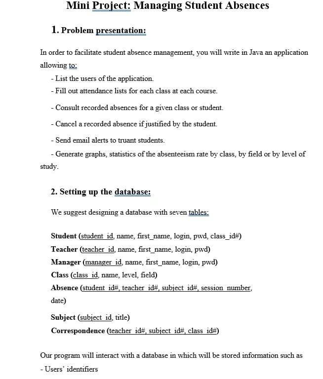 Solved Mini Project: Managing Student Absences 1. Problem | Chegg.com