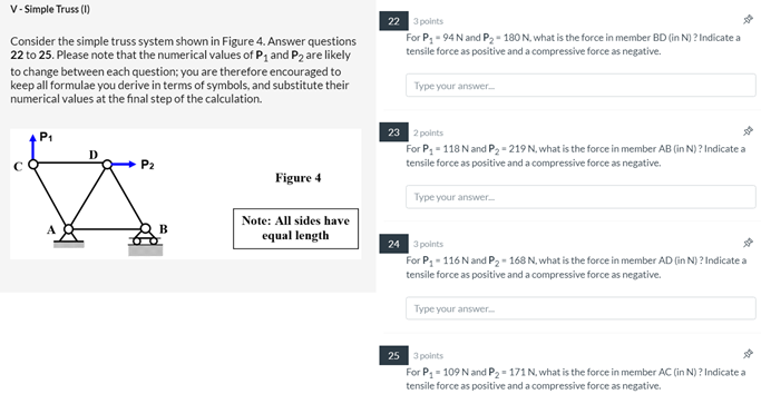 Solved Consider the simple truss system shown in Figure 4. | Chegg.com