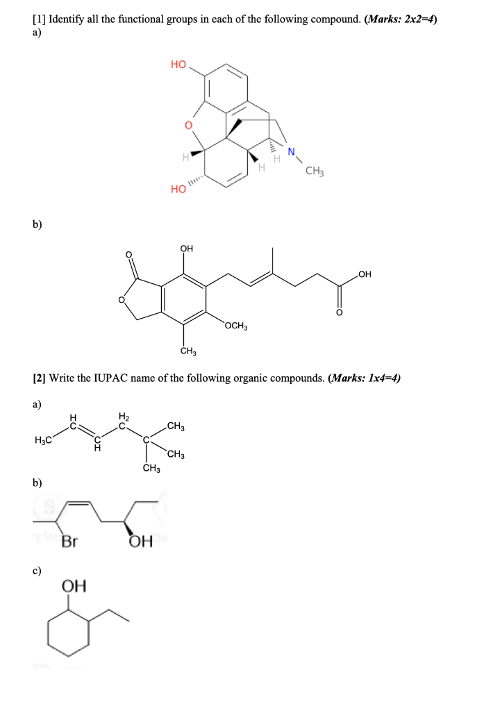 Solved [1] Identify all the functional groups in each of the | Chegg.com