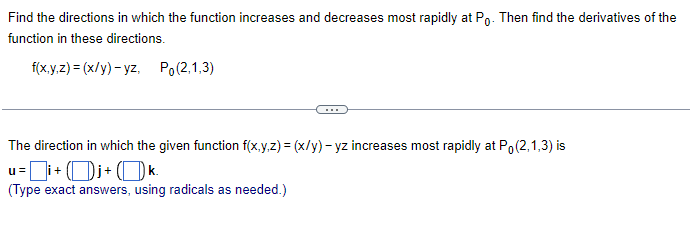 Solved Find the directions in which the function increases | Chegg.com