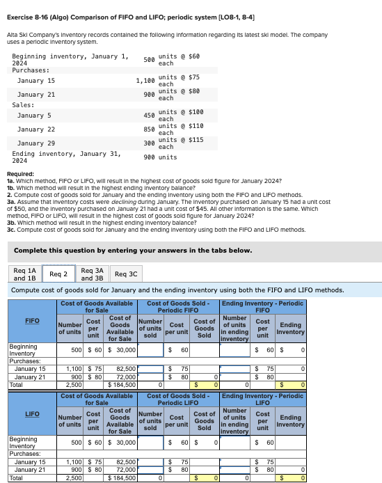 Solved Exercise 8-16 (Algo) Comparison of FIFO and LIFO; | Chegg.com