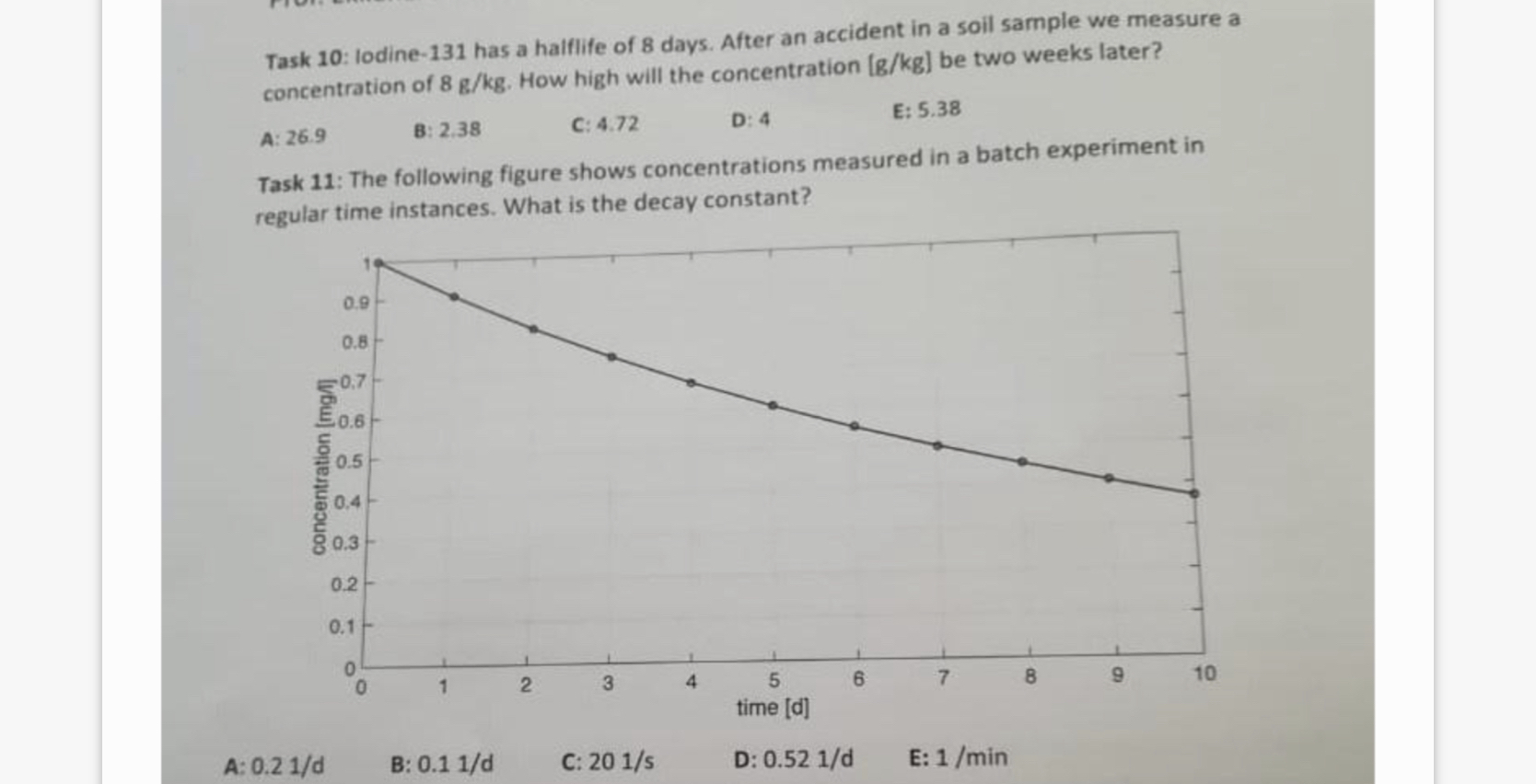 Task 10 Iodine 131 has a halflife of 8 days. After