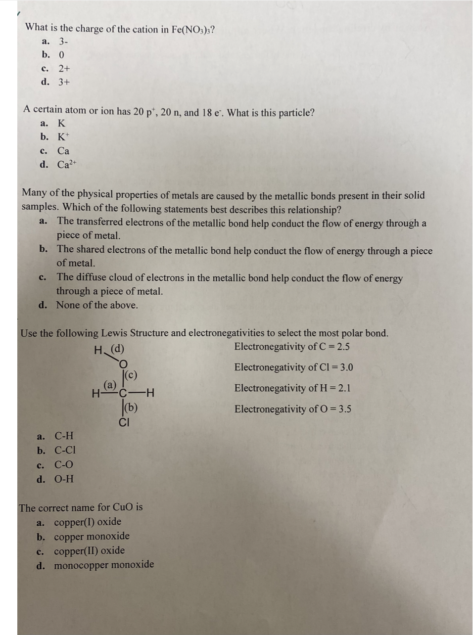 Solved What is the charge of the cation in Fe(NO3)3 ? a. 3- | Chegg.com