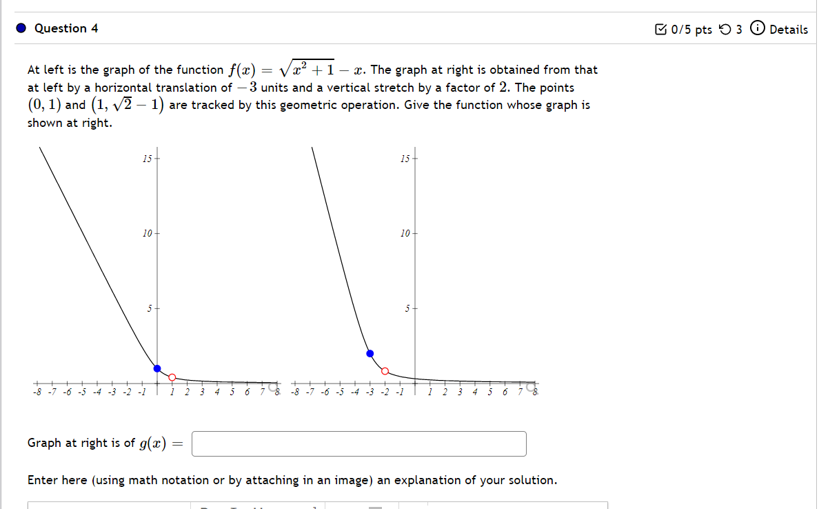 Solved Question 4 ū0/5 pts 3 Details At left is the graph of | Chegg.com