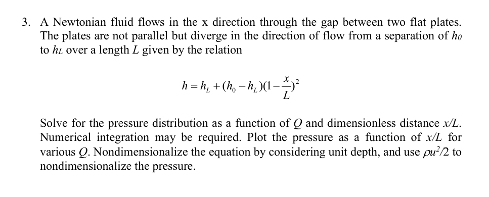 Solved A Newtonian fluid flows in ﻿the x ﻿direction through | Chegg.com