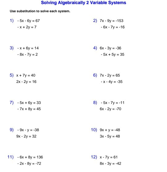 Solving Algebraically 2 Variable Systems Use Chegg 