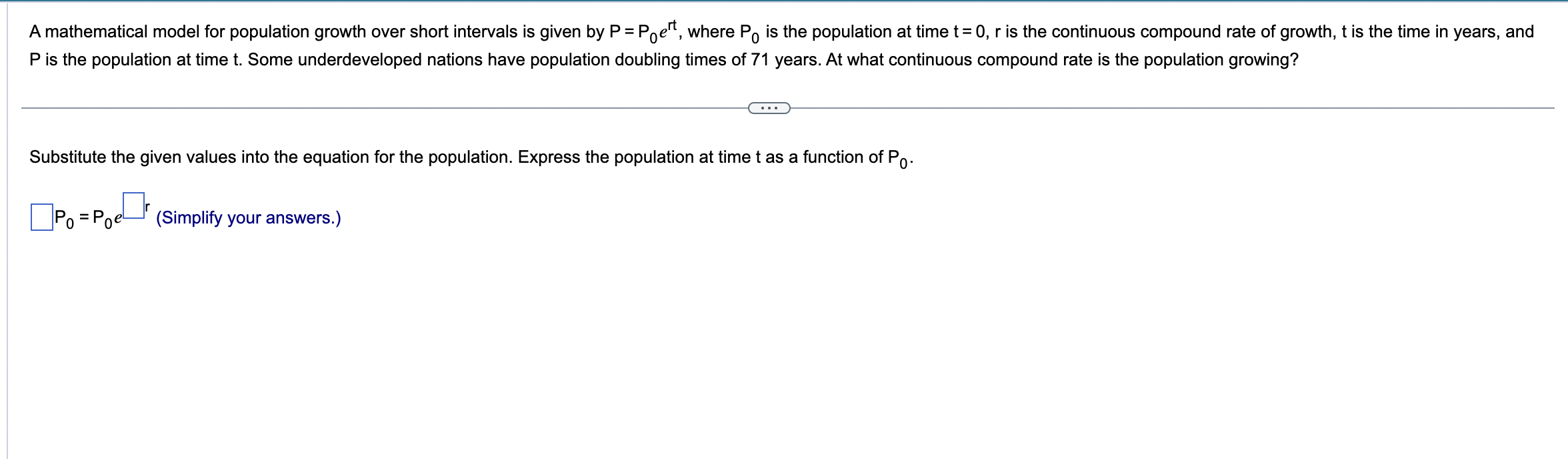 Solved A mathematical model for population growth over short | Chegg.com