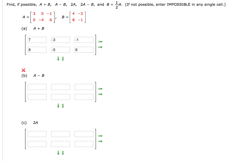Solved Find, if possible, A + B, A- B, 2A, 2A – B, and B+ A. | Chegg.com