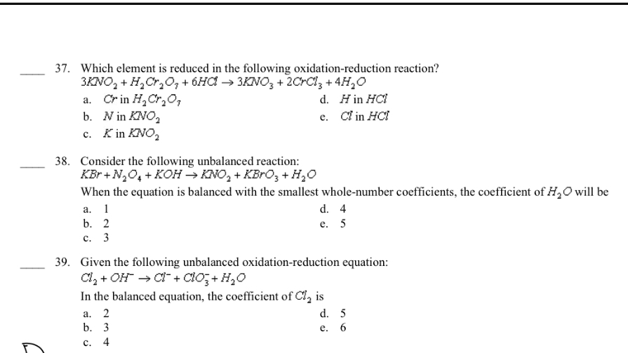 Which element is reduced in the following | Chegg.com