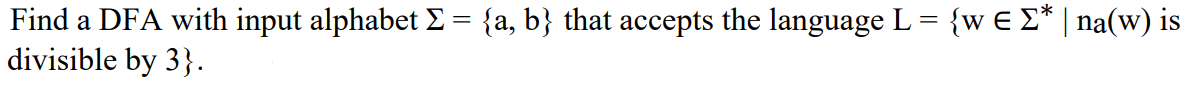 Solved = Find A DFA With Input Alphabet & = {a, B} That | Chegg.com