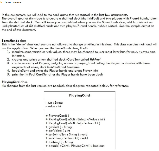 Solved In Java please. In this assignment, we will add to | Chegg.com