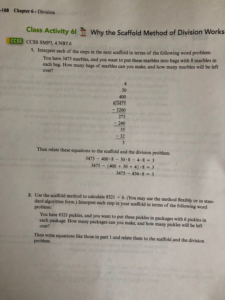 Solved Class Activity 6I Why the Scaffold Method of Division | Chegg.com