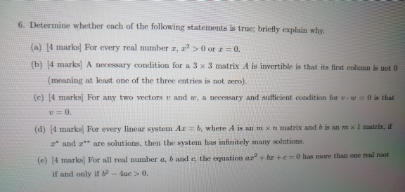 Solved 6. Determine whether each of the following statements | Chegg.com