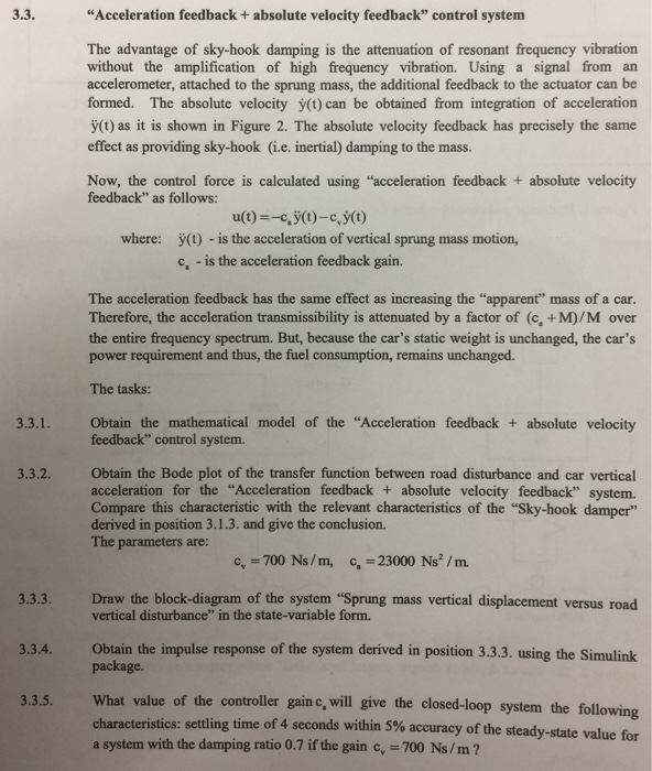 2. Analysis of a passive suspension system of a | Chegg.com