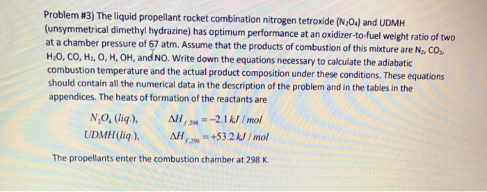 Solved Problem #3) The liquid propellant rocket combination | Chegg.com