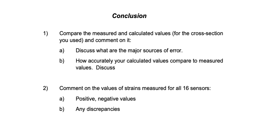 Conclusion 1) Compare the measured and calculated | Chegg.com