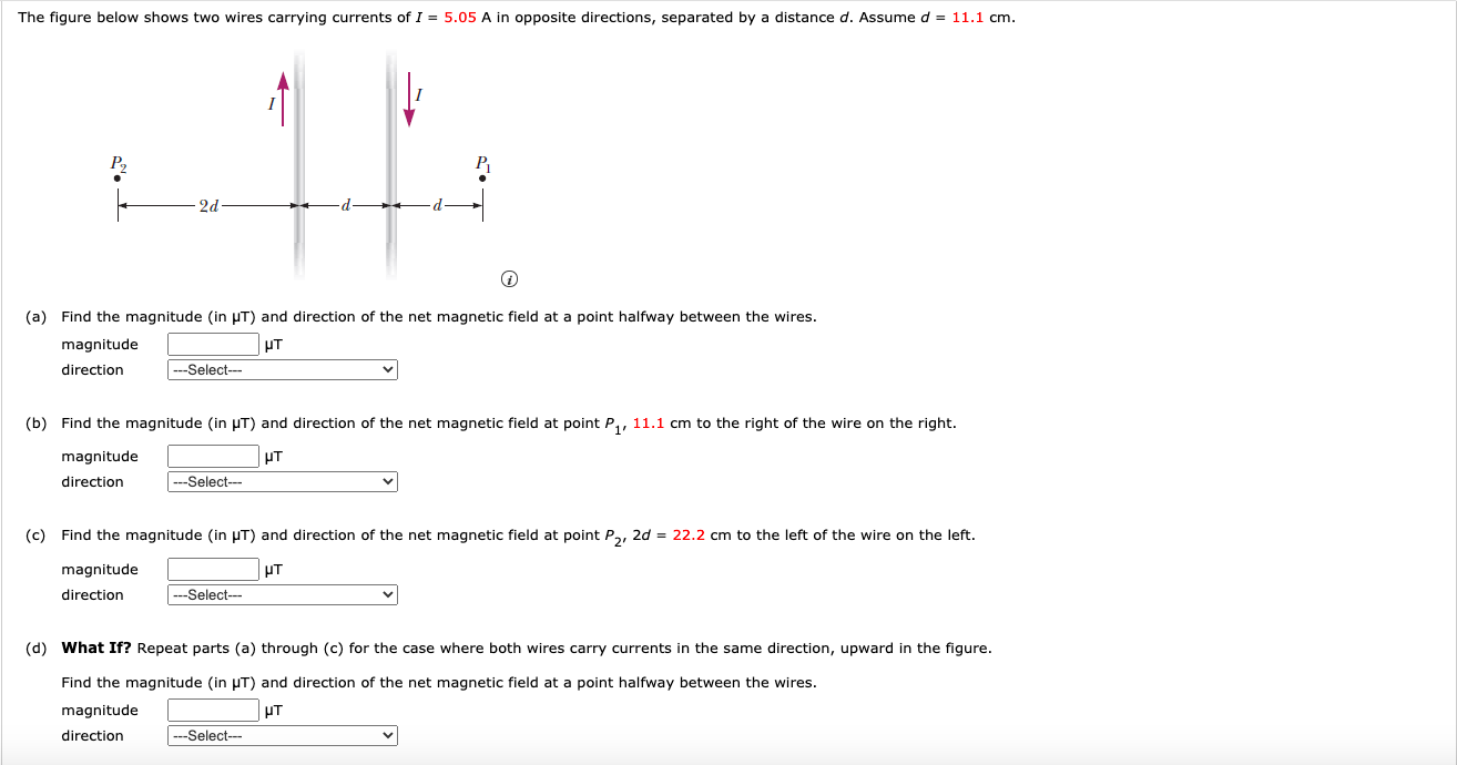 Solved The figure below shows two wires carrying currents of | Chegg.com