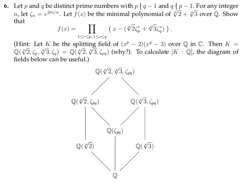 Solved 6 Let P And Q Be Distinct Prime Numbers With Pła 1