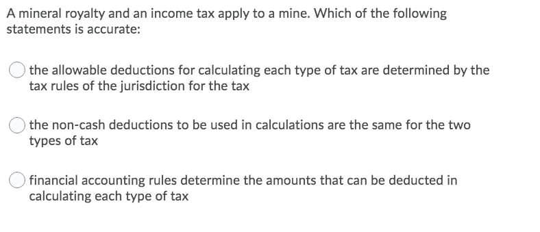 Solved A mineral royalty and an income tax apply to a mine. | Chegg.com