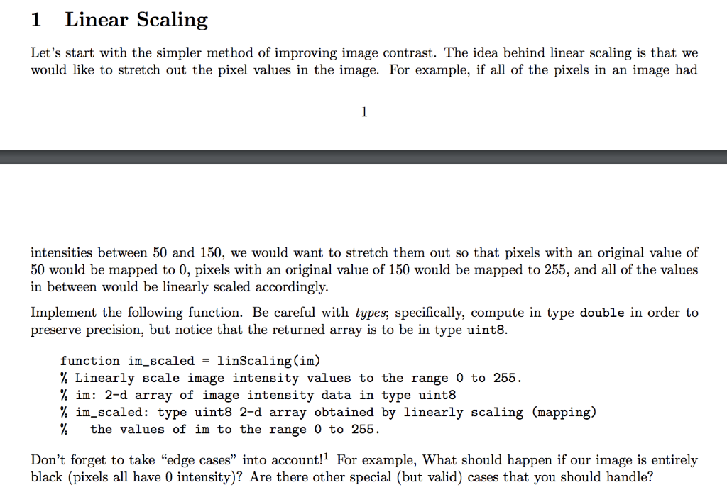 (Solved) : 1 Linear Scaling Let S Start Simpler Method Improving Image ...