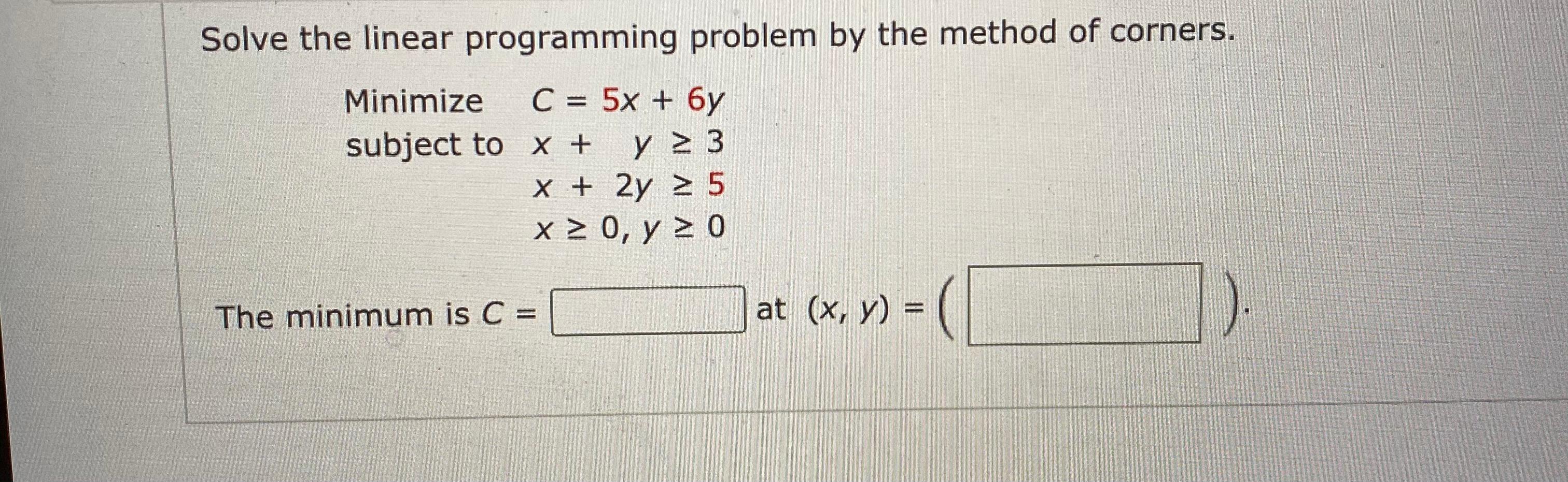 Solved Solve the linear programming problem by the method of