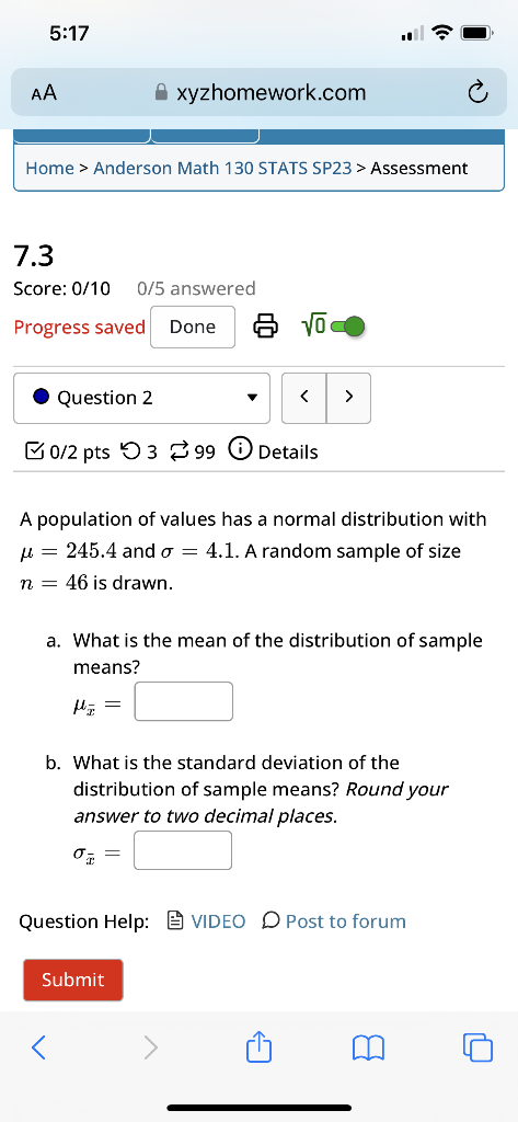 Solved A population of values has a normal distribution with | Chegg.com