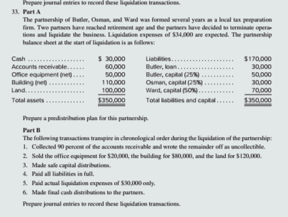 Solved Prepare journal entries to record these liquidation | Chegg.com