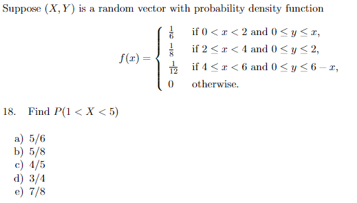 Solved Suppose (X,Y) is a random vector with probability | Chegg.com