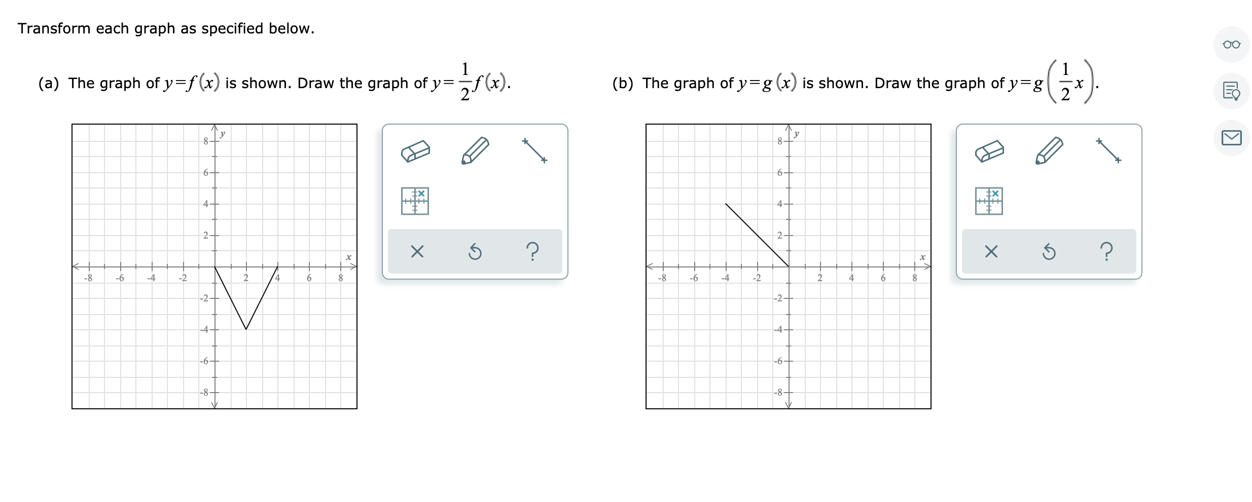 Solved Transform each graph as specified below. 8. (a) The | Chegg.com