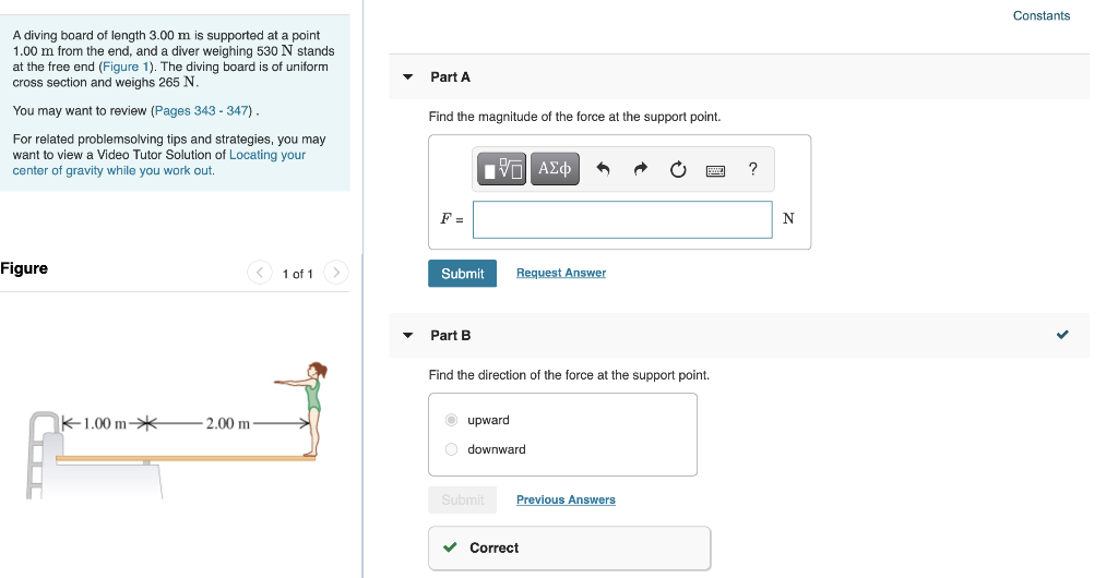 Solved Constants Constants A diving board of length 3.00 m | Chegg.com