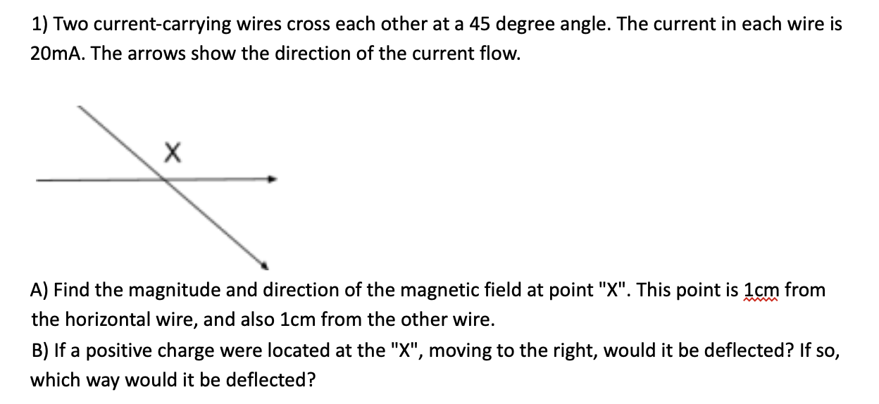 Solved 1) Two currentcarrying wires cross each other at a