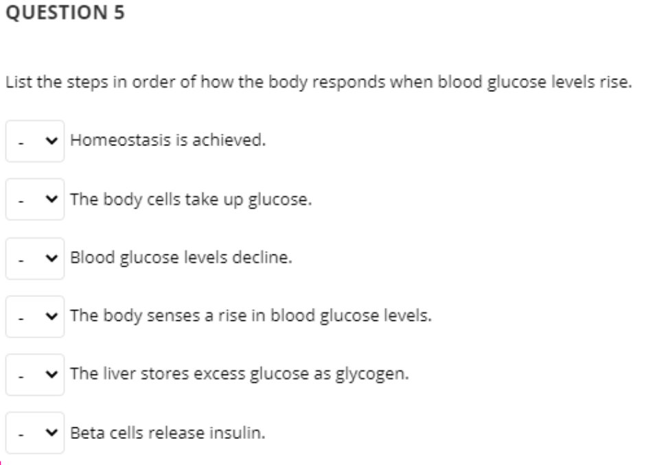 Solved QUESTION 5 List the steps in order of how the body
