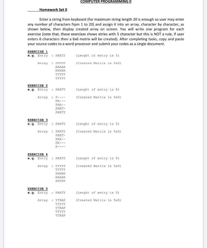 Solved COMPUTER PROGRAMMING IN Homework Set II Enter a | Chegg.com