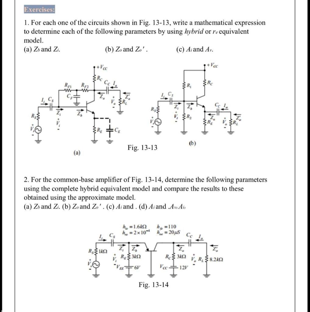 Solved Exercises: 1. For each one of the circuits shown in | Chegg.com