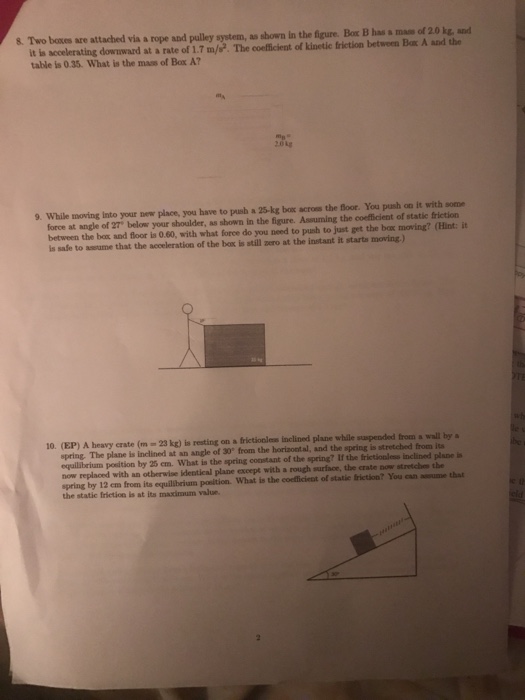 Solved 8. Two boxes are attached via a rope and pulley | Chegg.com